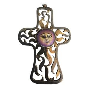 Taxco Sterling Silver‎ Cross Pendant Sun Face 925 TO-111